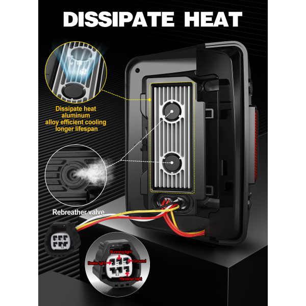 AUDEXEN LED Tail Lights Compatible with Jeep Wrangler JK JKU 2007-2018, Unique C Shaped Design Smoked Lens, 20W Reverse Lights, Built-in EMC, DOT Compliant, 2 PCS