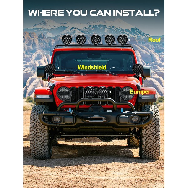LED Work Lights, 7 Inch 105W Round Spot LED Pods Light Bar High/Low Beam DRL with Adjustable Mounting Bracket Compatible with Jeep Off Road 4WD Truck SUV UTV ATV Driving Lamp, 2 PCS