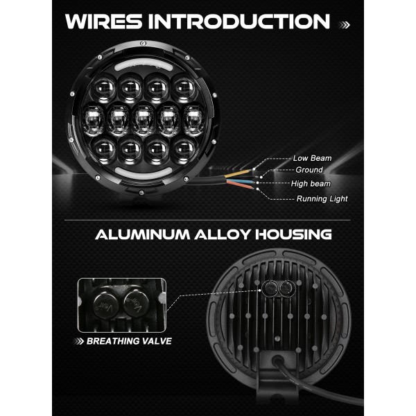 LED Work Lights, 7 Inch 105W Round Spot LED Pods Light Bar High/Low Beam DRL with Adjustable Mounting Bracket Compatible with Jeep Off Road 4WD Truck SUV UTV ATV Driving Lamp, 2 PCS
