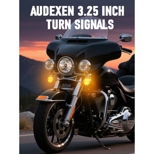 3-1/4 Inch Front Led Turn Signal Flat Smoke Lens 1157 Base Amber Lamp Compatible with Harley Motorcycle Road Glide Road King Softail Ultra Classic Ultra Limited Electra Glide