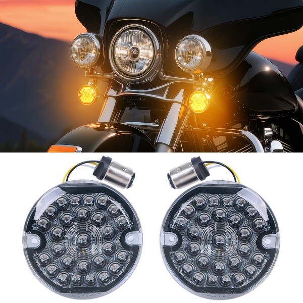 3-1/4 Inch Front Led Turn Signal Flat Smoke Lens 1...