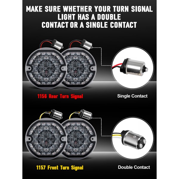 AUDEXEN 3-1/4 Inch Rear Led Turn Signal Flat Smoke Lens 1156 Base Bright Red Lamp Compatible with Harley Road Glide Road King Softail Ultra Classic Ultra Limited Electra Glide