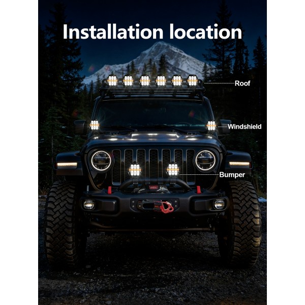 AUDEXEN 5.75 Inch Hexagonal LED Pods Lights 110W - Heavy-Duty Offroad Driving Light with Amber DRL, 800% Bright Work Lights Flood Spot Beam, Hex-Series LED Fog Lamp for Jeep Trucks ATV UTV RZR SUV