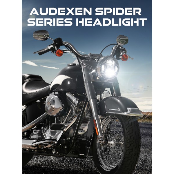 5.75 Inch Round Led Headlight 51W 5-3/4" Headlight Compatible with Harley Dyna Sportster Iron 883 Street Rod Street Bob Softail Deuce Custom Super Wide Glide Motorcycle, Black