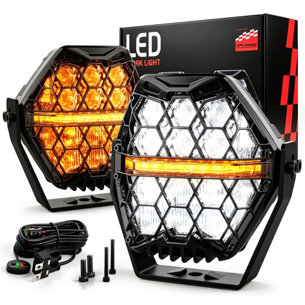 AUDEXEN 7 Inch Hexagonal LED Pods Lights 135W - He...