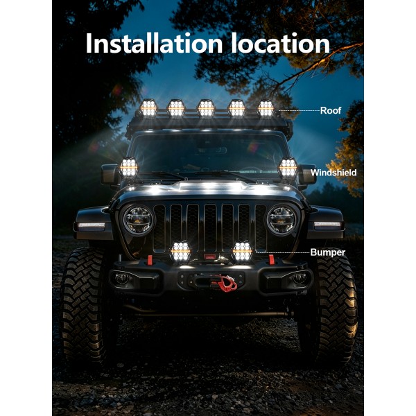 AUDEXEN 7 Inch Hexagonal LED Pods Lights 135W - Heavy-Duty Offroad Driving Light with Amber DRL, 800% Bright Work Lights Flood Spot Beam, Hex-Series LED Fog Lamp for Jeep Trucks ATV UTV RZR SUV