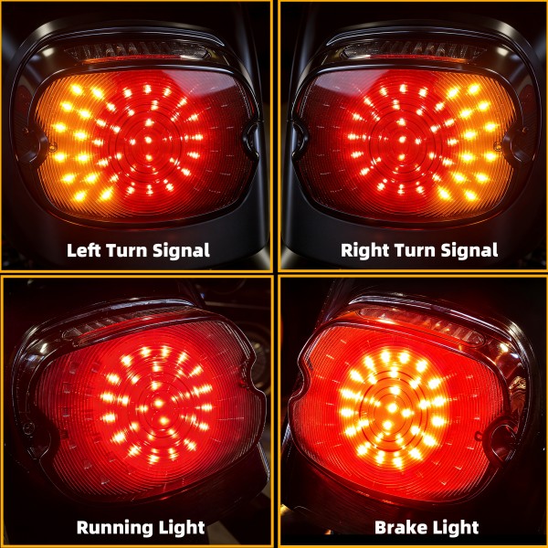 AUDEXEN LED Tail Light with Integrated Brake & Turn Signal for Harley Motorcycles - Smoked LED Rear Light Assembly, Plug & Play for Sportster, Dyna, Road King & Electra Glide