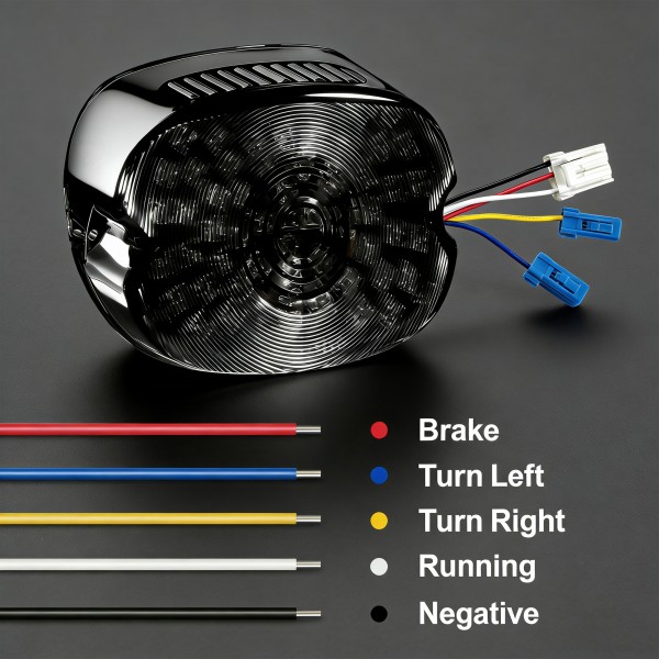 AUDEXEN LED Tail Light with Integrated Brake & Turn Signal for Harley Motorcycles - Smoked LED Rear Light Assembly, Plug & Play for Sportster, Dyna, Road King & Electra Glide