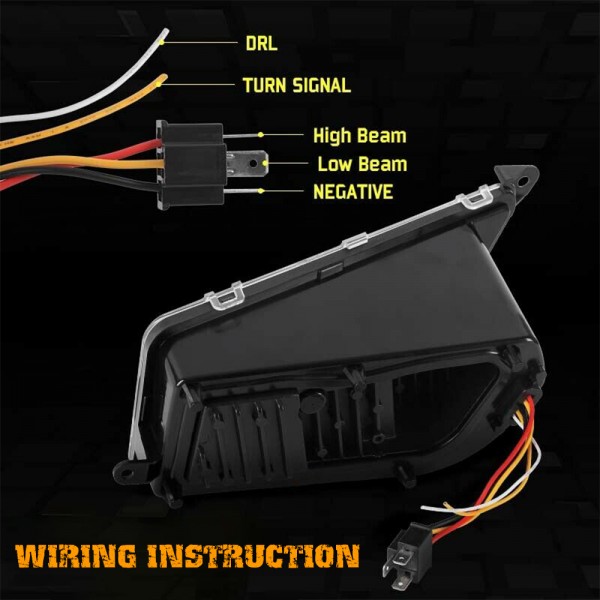 AUDEXEN 210W RZR LED Headlight, Upgraded 1000% Bright, High/Low Beam Turn Signals and DRL Compatible with UTV ATV 2014-2018 Polaris General RZR XP Turbo 1000 900s (Black)