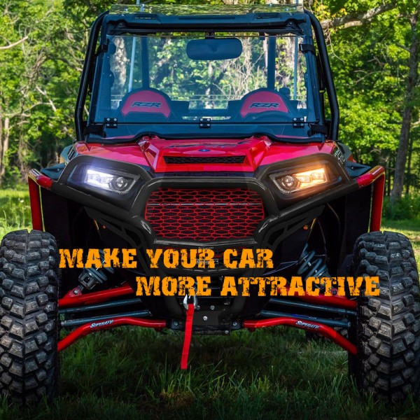 AUDEXEN 210W RZR LED Headlight, Upgraded 1000% Bright, High/Low Beam Turn Signals and DRL Compatible with UTV ATV 2014-2018 Polaris General RZR XP Turbo 1000 900s (Black)
