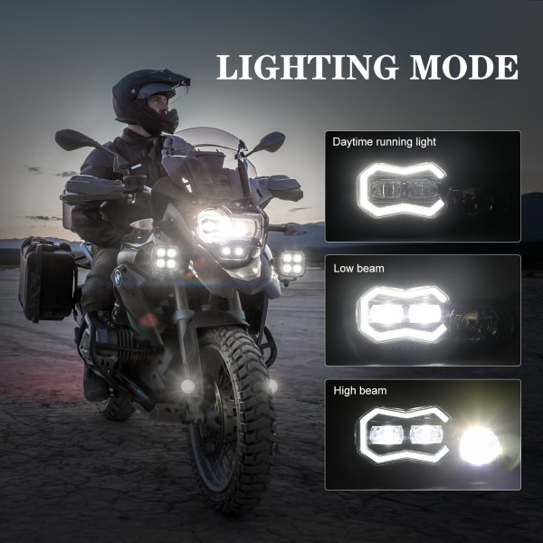 AUDEXEN 200W LED Headlight Assembly with Angel Eyes DRL High/Low Beam Compatible with BMW F800GS F800GS Adventure F700GS F650GS