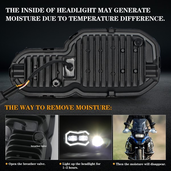 AUDEXEN 200W LED Headlight Assembly with Angel Eyes DRL High/Low Beam Compatible with BMW F800GS F800GS Adventure F700GS F650GS