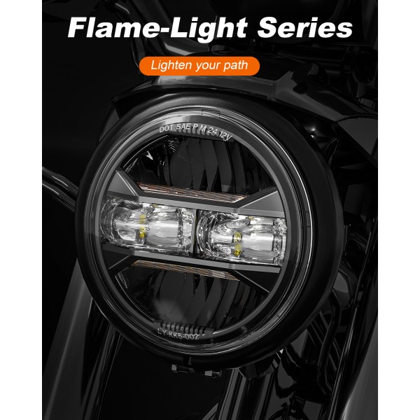 AUDEXEN 5.75" LED Headlight for Harley, Amber Signals & White DRL Round 5.75 Inch Motorcycle Headlight Compatible with Dyna Sportster Softail Iron 883 Street Bob Street Rod Super Wide Glide, Black