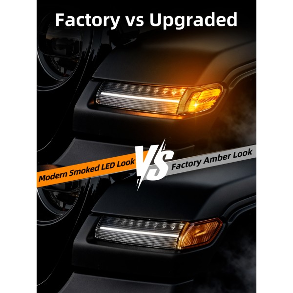AUDEXEN LED Fender Side Marker Lights for Jeep Wrangler JL & Gladiator JT 2018–2025, Smoked Lens, Plug & Play Parking Corner Light Turn Signal Lamps