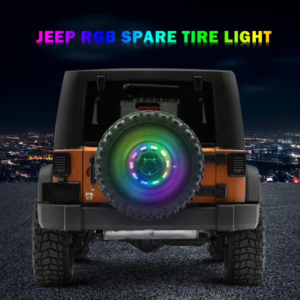 AUDEXEN RGB Third Brake Light, RGB Spare Tire Lights with RF Wireless Remote Controller Compatible with Jeep Wrangler JK JKU 2007-2018