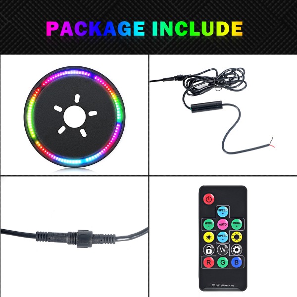 AUDEXEN RGB Third Brake Light, RGB Spare Tire Lights with RF Wireless Remote Controller Compatible with Jeep Wrangler JK JKU 2007-2018