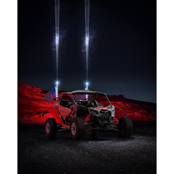 AUDEXEN Top Cover Navigation Light Integrate with RGB Whip Lights, Spiral Led Whip Light Controlled by App & Remote for UTV ATV SXS Off-Road RZR for Polaris Can-Am Truck 4X4-2FT