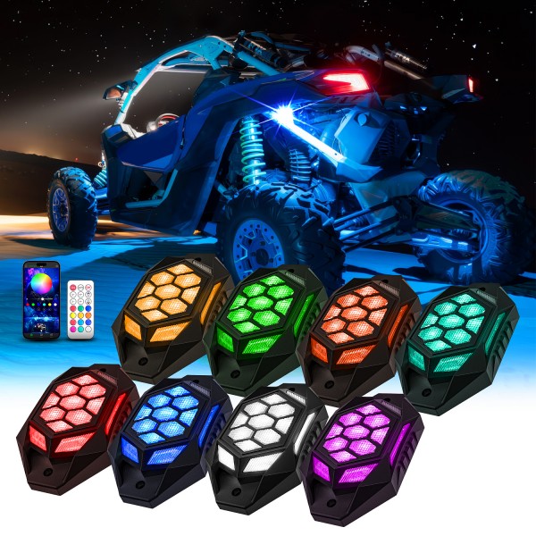 AUDEXEN 8 Pods RGBW LED Rock Lights Kit - with Bra...
