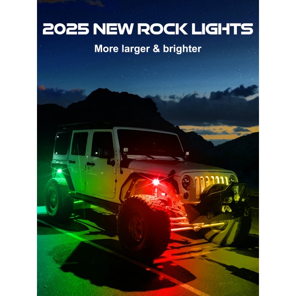 AUDEXEN 4 Pods RGBW LED Rock Lights Kit - with Brake Light & Turn Signals, Underglow Multicolor Neon Light Pod Compatible with Truck 4X4 Off-Road for Jeep UTV ATV RZR SUV Accessories