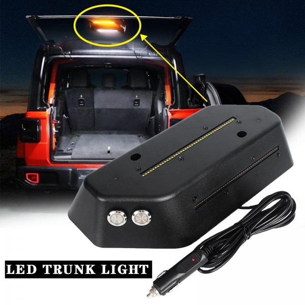 AUDEXEN LED Trunk Light Compatible with Jeep Wrangler JL 2018-2020, LED Cargo Light with White light and Flash Amber Warning Light, Direct Plug in Cigarette Lighter Socket