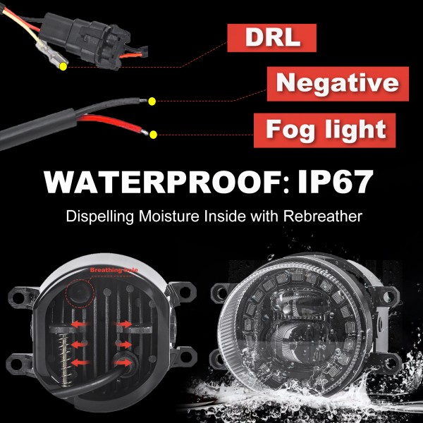 AUDEXEN LED Fog Lights with DRL Compatible with Camry Highlander Corolla Prius, Passenger and Driver Side Led Fog Lamps Compatible with Lexus GS IS LX RX ES CT