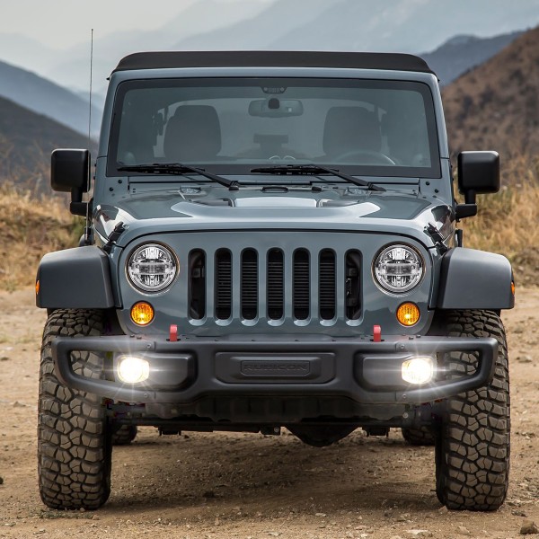 4 Inch Led Fog Lights, Smiley Design Front Bumper Replacements Foglights Compatible with Jeep Wrangler JK JKU TJ CJ LJ Freedom Edition 2007-2018 Fog Lamps, DOT Compliant, Black