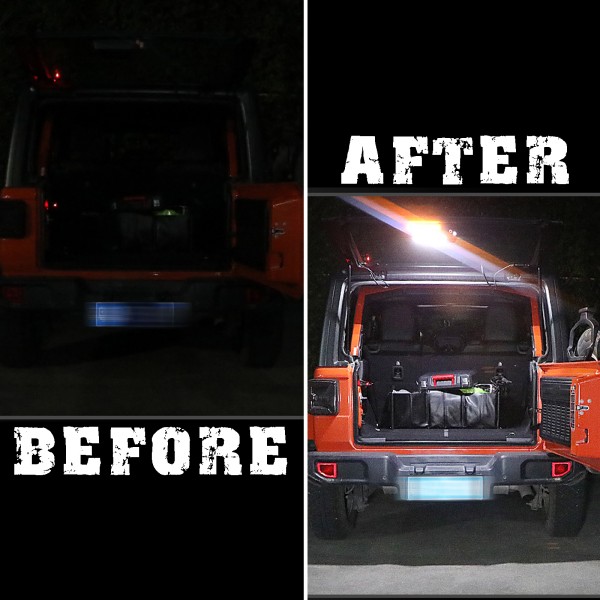 AUDEXEN LED Trunk Light Compatible with Jeep Wrangler JL JLU 2018-2024, LED Cargo Light with White light and Flash Amber Warning Light, Direct Plug in Cigarette Lighter Socket