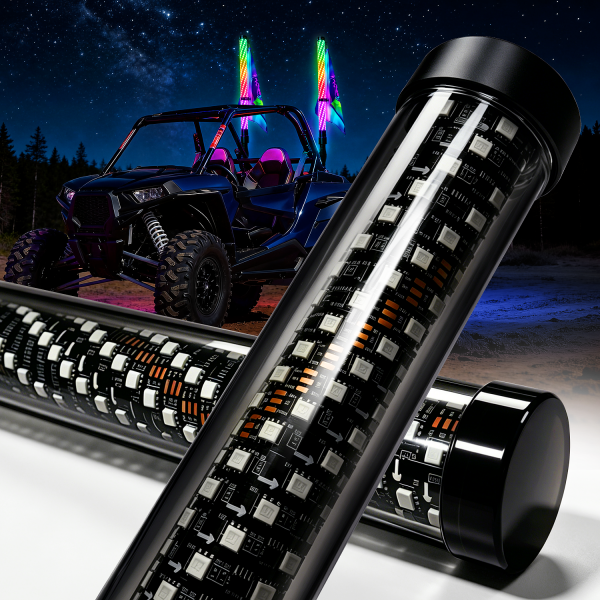 AUDEXEN New Tpye of Smoked Lens RGB Whip Lights, 2...