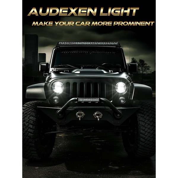 7 Inch LED Headlights for Jeep Wrangler JK JKU TJ LJ 1997–2018, 1200% Brighter Round Halo Headlamp, Hi/Lo Beam, Plug & Play Replacement for H6024, DOT Approved, Black