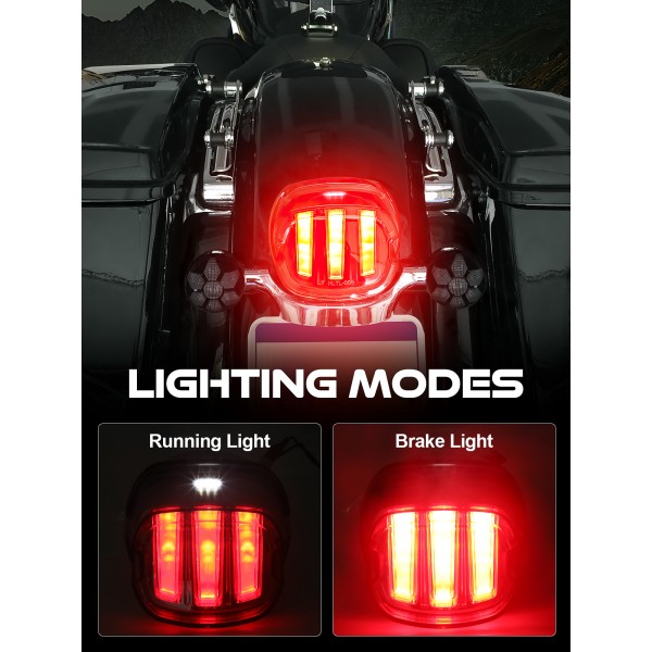 LED Brake Tail Light for Harley Dyna Sportster Touring Softail, Rear Taillight with Strobe Function, Plug & Play