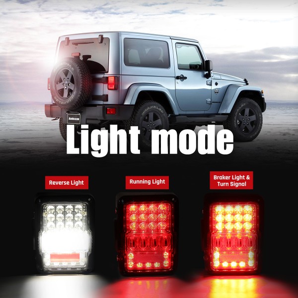 Audexen Jeep Tail Light for 2007-2017 JK JKU [DOT Approved] Brake Lights Reverse Light Daytime Running Lamps with 5D Clear Lens, Built in EMC and Red Lights