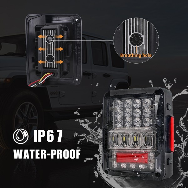 Audexen Jeep Tail Light for 2007-2017 JK JKU [DOT Approved] Brake Lights Reverse Light Daytime Running Lamps with 5D Clear Lens, Built in EMC and Red Lights