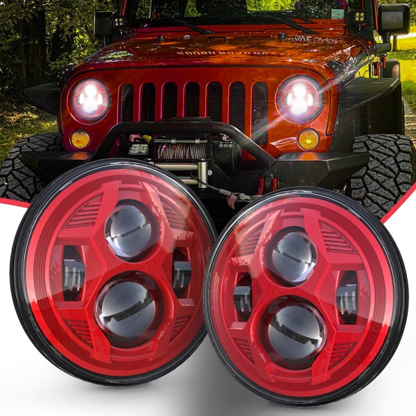 7 Inch Led Headlights with High / Low Beam Compatible with Jeep Wrangler JK LJ CJ TJ 1997-2018 DOT Approved 7" Round Headlight (Black)