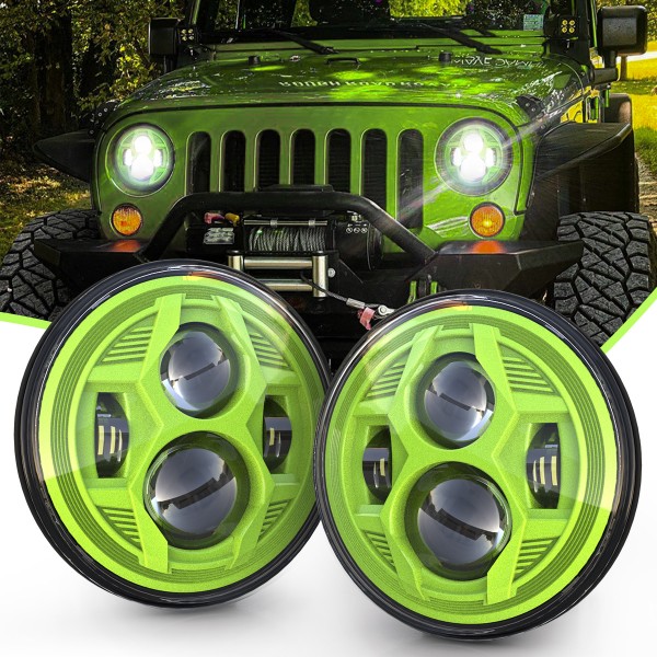 7 Inch Led Headlights with High / Low Beam Compatible with Jeep Wrangler JK LJ CJ TJ 1997-2018 DOT Approved 7" Round Headlight (Black)