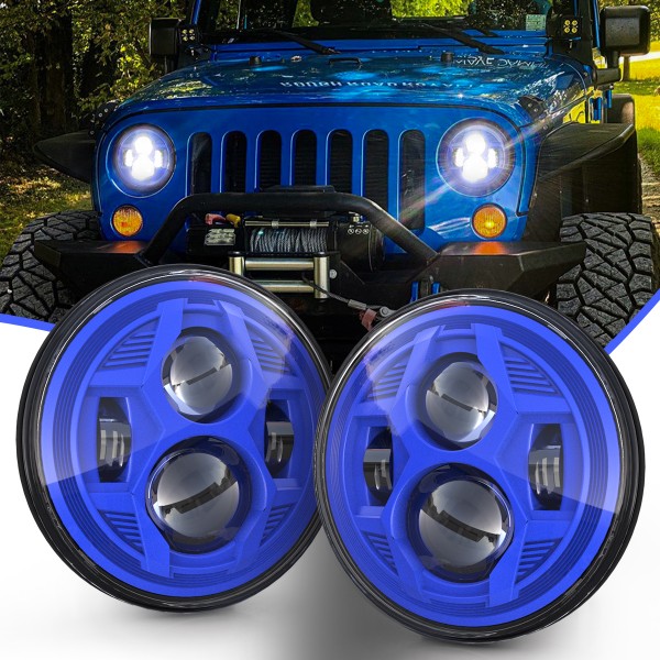7 Inch Led Headlights with High / Low Beam Compatible with Jeep Wrangler JK LJ CJ TJ 1997-2018 DOT Approved 7" Round Headlight (Black)