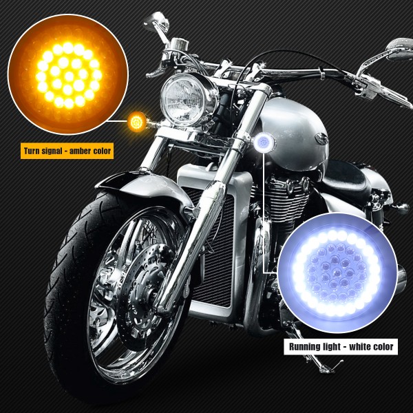 2 Inch Harley Turn Signals Bullet Style 1157 Front White DRL, Amber Turn Signal LED Inserts for Harley Softail 2011-2017 Dyna 2012-2017 Sportster Touring 2014-2017