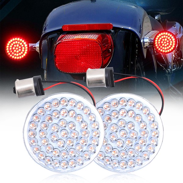 2 Inch Harley Turn Signal Led Inserted Bullet Style 1156 Rear Red LED Brake for Harley Sportster XL883 2002-2014 FXD Dyna Super Glide 2002-2010