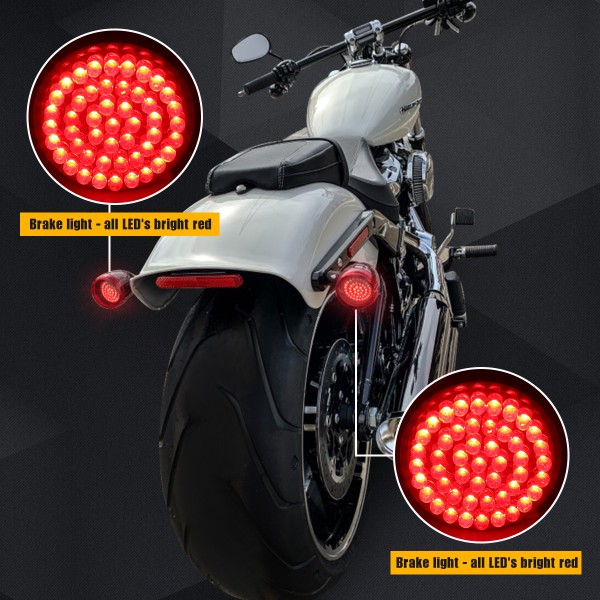 2 Inch Harley Turn Signal Led Inserted Bullet Style 1156 Rear Red LED Brake for Harley Sportster XL883 2002-2014 FXD Dyna Super Glide 2002-2010