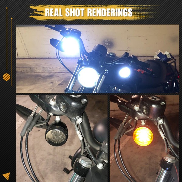 2 Inch Harley Turn Signals Bullet Style 1157 Front White DRL, Amber Turn Signal LED Inserts for Harley Softail 2011-2017 Dyna 2012-2017 Sportster Touring 2014-2017