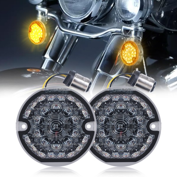 3-1/4 Inch Front Led Turn Signal Flat Smoke Lens 1...