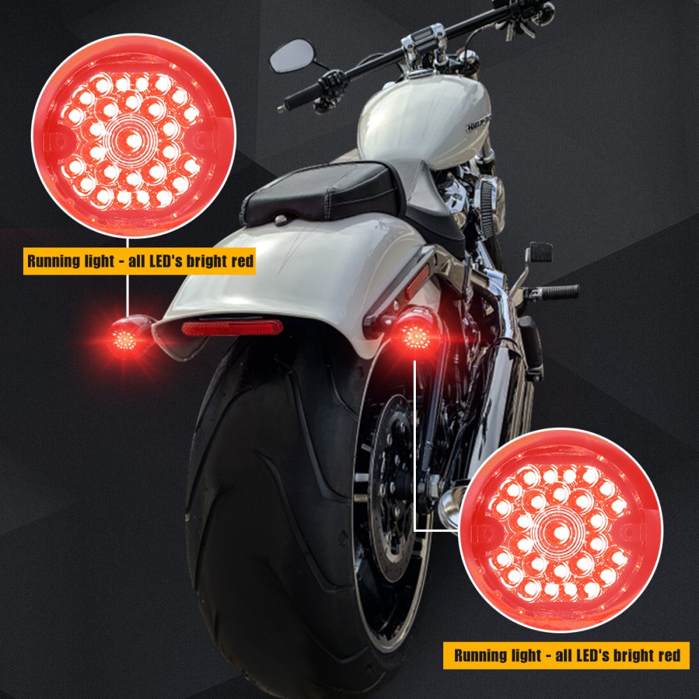 31/4 Inch Rear Led Turn Signal Flat Smoke Lens 1156 Base Bright Red