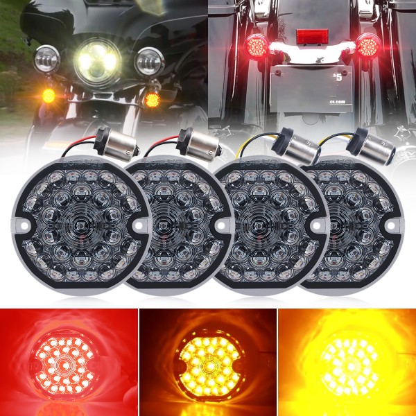 3-1/4 Inch LED Turn Signal Kit for Harley Flat Smo...