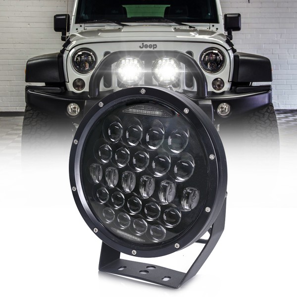 Black SXMA 7 Inch 51W Round LED Work Light Headlight Spot Flood Beam Waterproof LED Lights for 4x4 Offroad Truck Tractor ATV SUV Driving Lamp