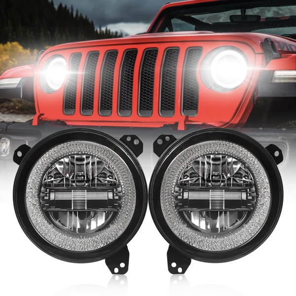 9 Inch Led Headlights [DOT Approved] Jeep Round He...