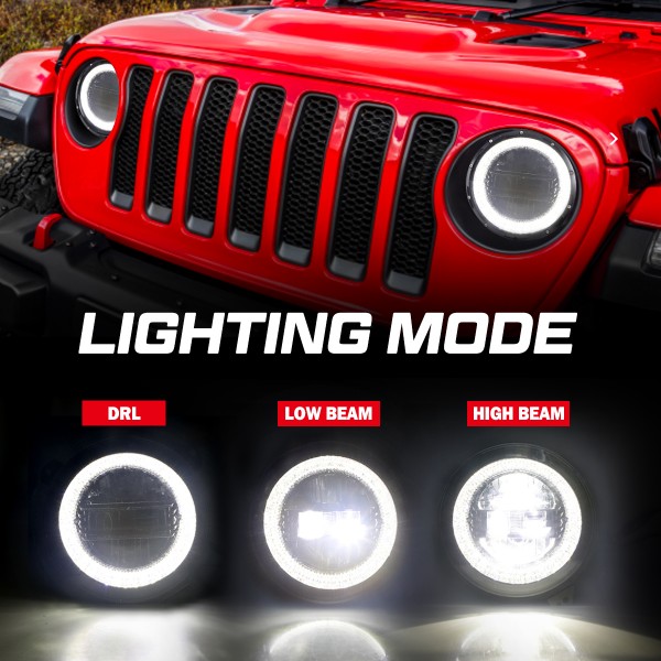 9 Inch Led Headlights [DOT Approved] Jeep Round Headlight with DRL High Beam and Low Beam for 2018-2020 Jeep Wrangler JL [Diamond Design]