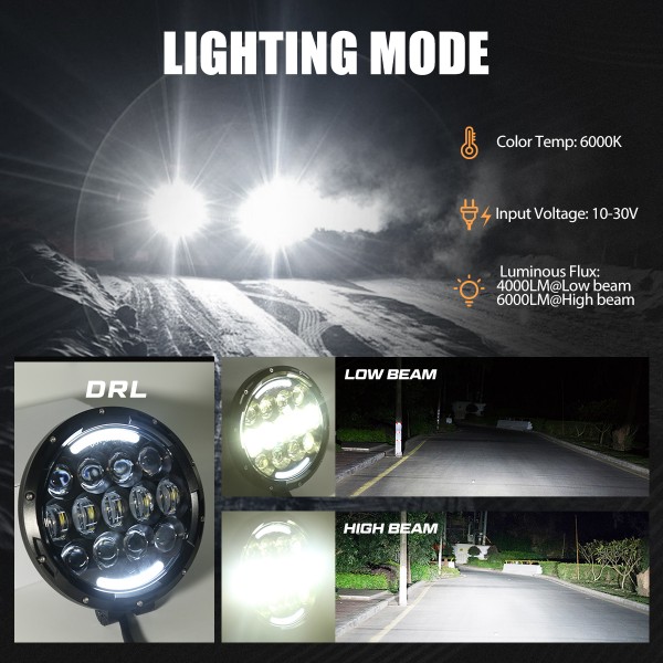 LED Work Lights, 7 Inch 105W Round Spot LED Pods Light Bar High/Low Beam DRL with Adjustable Mounting Bracket for Jeep Wrangler Off Road 4WD Truck Tractor SUV UTV ATV Driving Lamp, 1 PCS