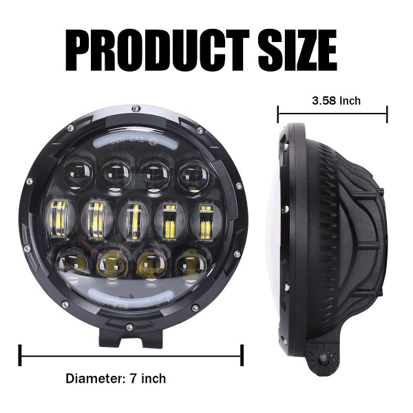 LED Work Lights, 7 Inch 105W Round Spot LED Pods Light Bar High/Low Beam DRL with Adjustable Mounting Bracket for Jeep Wrangler Off Road 4WD Truck Tractor SUV UTV ATV Driving Lamp, 1 PCS