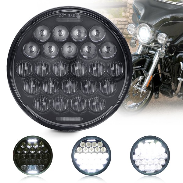 5.75 Inch Led Headlight 5-3/4 Inch Round Headlight with DRL High Low Beam for Harley Dyna Sportster Iron 883 Street Rod Softail Motorcycle