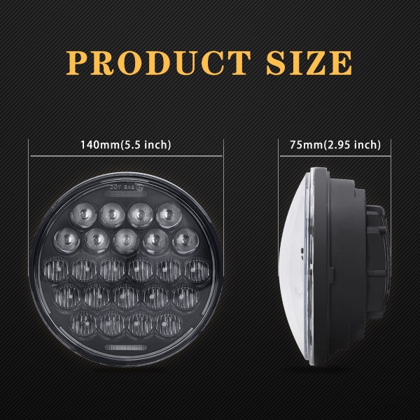 5.75 Inch Led Headlight 5-3/4 Inch Round Headlight with DRL High Low Beam for Harley Dyna Sportster Iron 883 Street Rod Softail Motorcycle