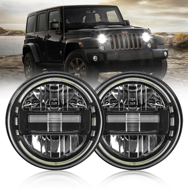 7 Inch Led Headlights DOT Approved Jeep Headlight with DRL Low Beam and High Beam for Jeep Wrangler JK LJ CJ TJ 1997-2018 Headlamps Hummer H1 H2-2020 Exclusive Patent (Black)